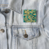 Goldener Drache auf Türkis Satin Print Button (Beispiel)
