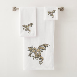 Goldener Drache Badhandtuch Set