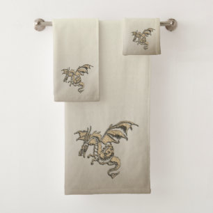 Goldener Drache Badhandtuch Set