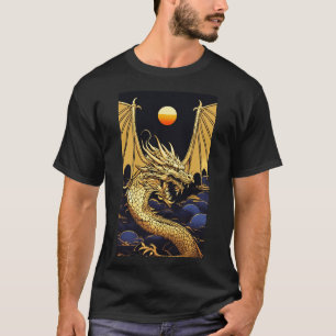 "Goldener Drache bei Morgendämmerung: Eine Vaporwa T-Shirt