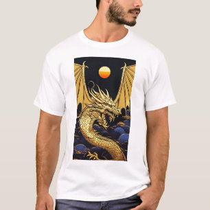 "Goldener Drache bei Morgendämmerung: Eine Vaporwa T-Shirt