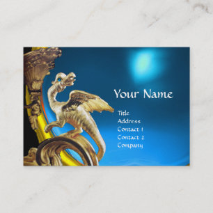 GOLDENER DRACHE BLauer SAPHIR Monogramm Metallicgo Visitenkarte