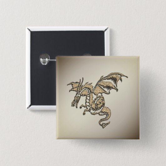 Goldener Drache Button (Vorne & Hinten)