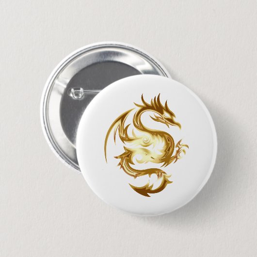 Goldener Drache Button (Vorne & Hinten)
