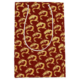 Goldener Drache chinesisches Neujahr wünscht Orien Mittlere Geschenktüte