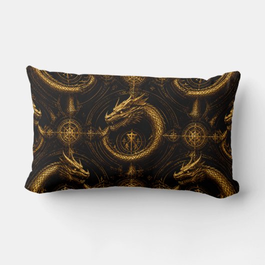 Goldener Drache Dark Fantasy Kissen (Rückseite)