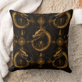 Goldener Drache Dark Fantasy Kissen (Decke)