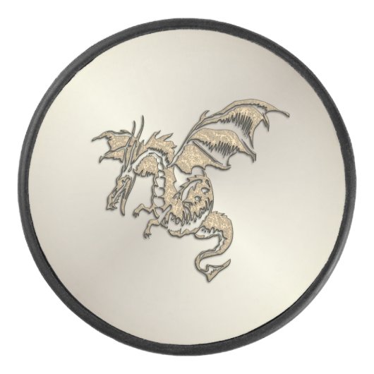 Goldener Drache Eishockey Puck (Vorderseite)