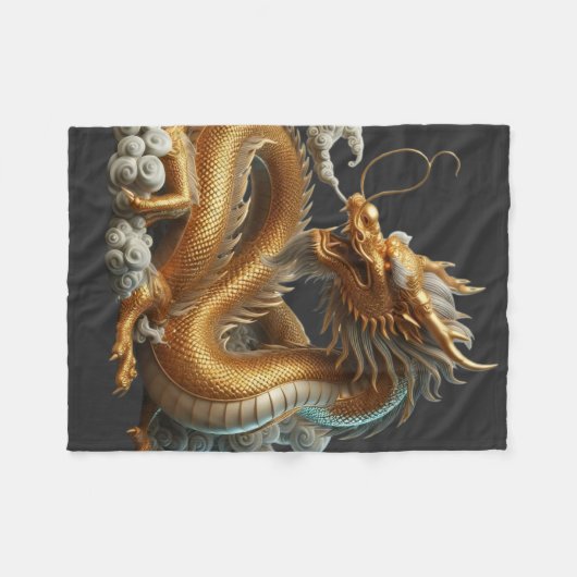 Goldener Drache Fleecedecke (Vorderseite (Horizontal))