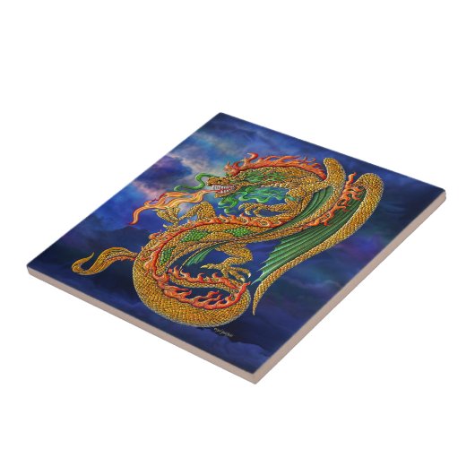 Goldener Drache Fliese (Seite)