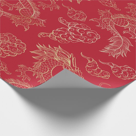 Goldener Drache Geschenkpapier (Ecke)