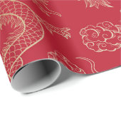 Goldener Drache Geschenkpapier (Rolleneckpunkt)