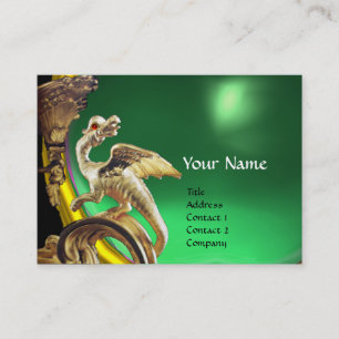 GOLDENER DRACHE GRÜNER JADE Monogramm Visitenkarte