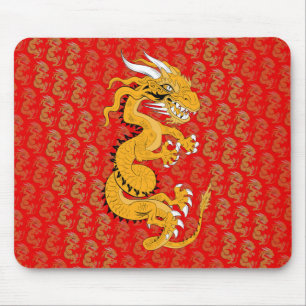 Goldener Drache in Rot Mousepad