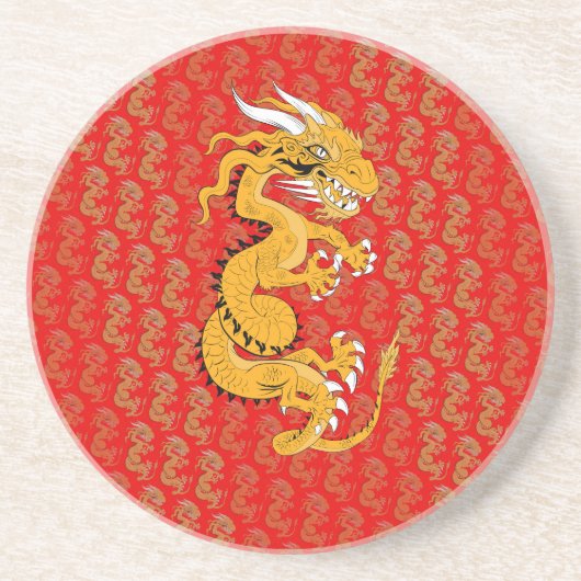 Goldener Drache in Rot Untersetzer (Vorne)