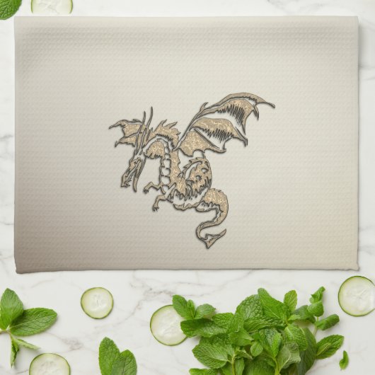 Goldener Drache Küchentuch (Gefaltet)