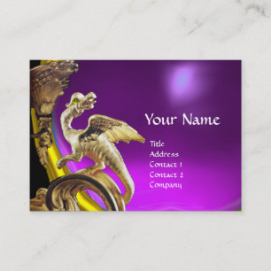 GOLDENER DRACHE LILA VIOLETT AMETHYST Monogramm Visitenkarte
