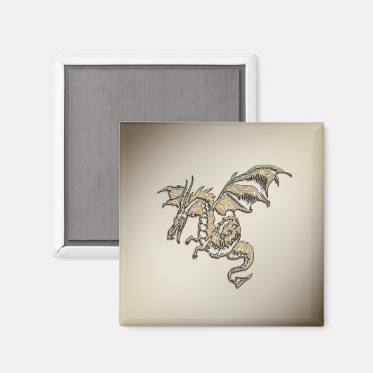 Goldener Drache Magnet (Vorderseite/Rückseite)