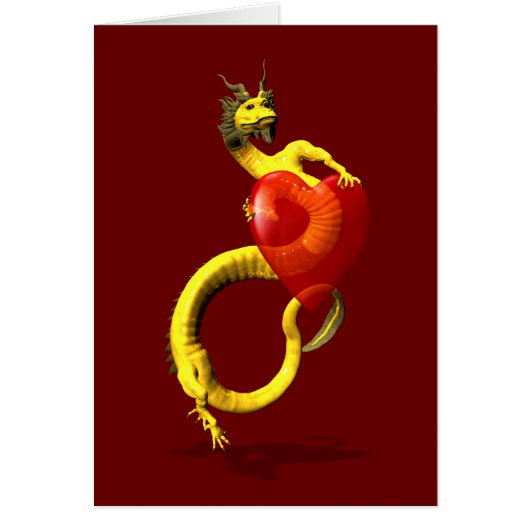 Goldener Drache mit großem rotem Herzen (Vorne)