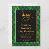 Goldener Drache mit grüner Skala Geburtstagspartei Einladung (Vorderseite)