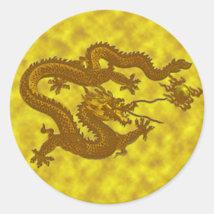 Goldener Drache-Münzen-Aufkleber #1 Runder Aufkleber