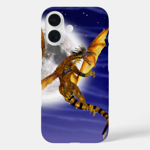 Goldener Drache Mythische Fantasie Kreatur Lila Hi iPhone 16 Hülle