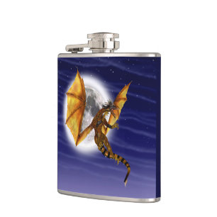Goldener Drache Mythische Fantasie Kreatur Lila Hi Flachmann