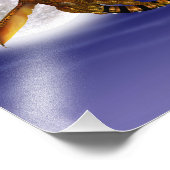 Goldener Drache Mythische Fantasie Kreatur Lila Hi Fotodruck (Ecke)