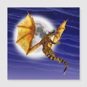 Goldener Drache Mythische Fantasie Kreatur Lila Hi Magnetkarte