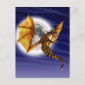 Goldener Drache Mythische Fantasie Kreatur Lila Hi Postkarte (Vorderseite)