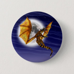 Goldener Drache Mythische Fantasy-Kreatur Lila Him Button