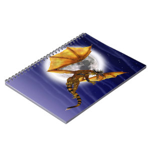 Goldener Drache Mythische Fantasy-Kreatur Lila Him Notizblock