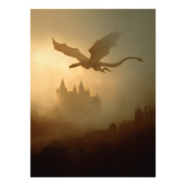 Goldener Drache Nebelschloss Fotodruck
