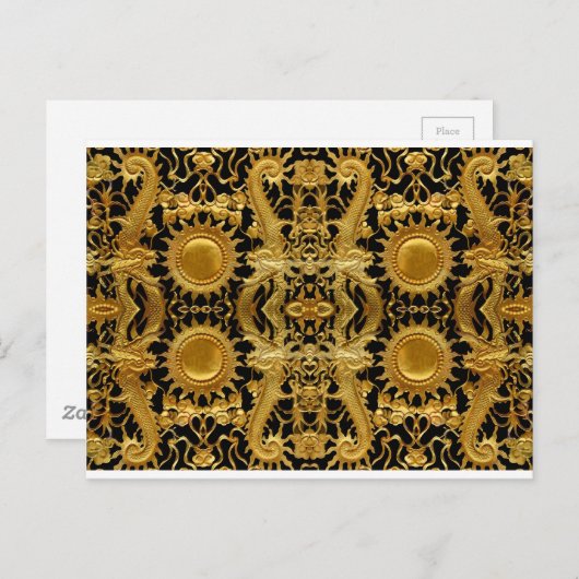 Goldener Drache Postkarte (Vorne/Hinten)