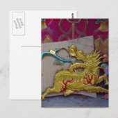 Goldener Drache Postkarte (Vorne/Hinten)