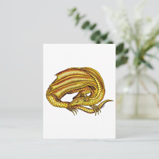 Goldener Drache Postkarte (Stehend Vorderseite)