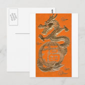 Goldener Drache Postkarte (Vorne/Hinten)