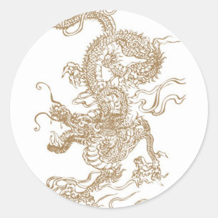 Goldener Drache Runder Aufkleber