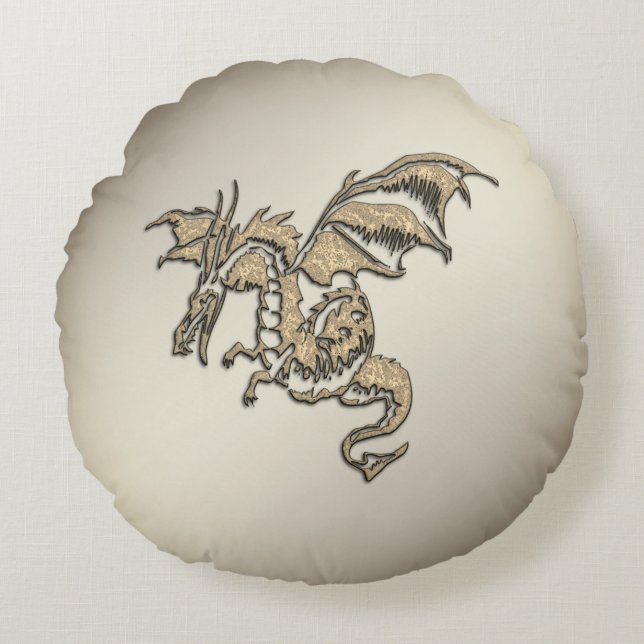 Goldener Drache Rundes Kissen (Vorderseite)