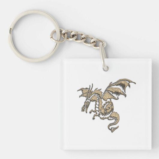 Goldener Drache Schlüsselanhänger (Vorderseite)