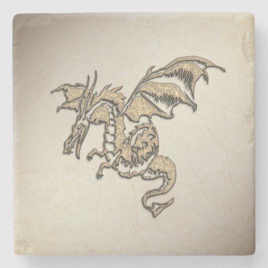 Goldener Drache Steinuntersetzer (Vorderseite)