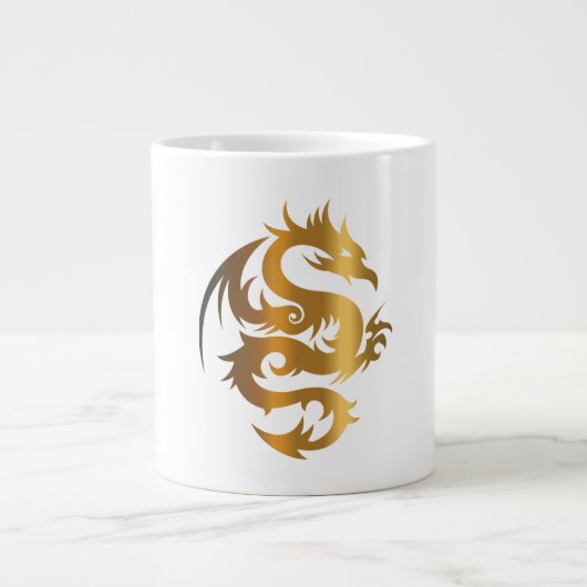 Goldener Drache über Royal Blue Jumbo-Tasse (Vorderseite)