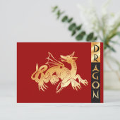 Goldener Drache und Banner Einladung (Stehend Vorderseite)