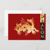 Goldener Drache und Banner Einladung (Vorne/Hinten)