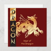 Goldener Drache und Banner Feiertagskarte (Vorne/Hinten)