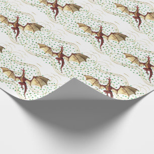 Goldener Drache und grüne Steine Geschenkpapier