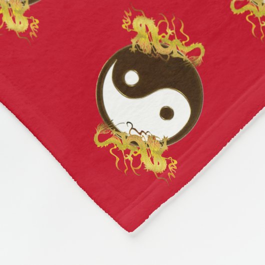 Goldener Drache Yin Yang Fleecedecke (Ecke)