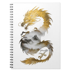 Goldener Drachennebel Mystische Eleganz Notizblock
