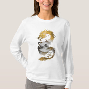 Goldener Drachennebel Mystische Eleganz T-Shirt