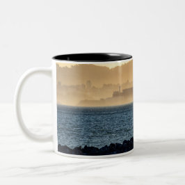 Goldener Dunst über Alcatraz in San Francisco Kuns Zweifarbige Tasse
